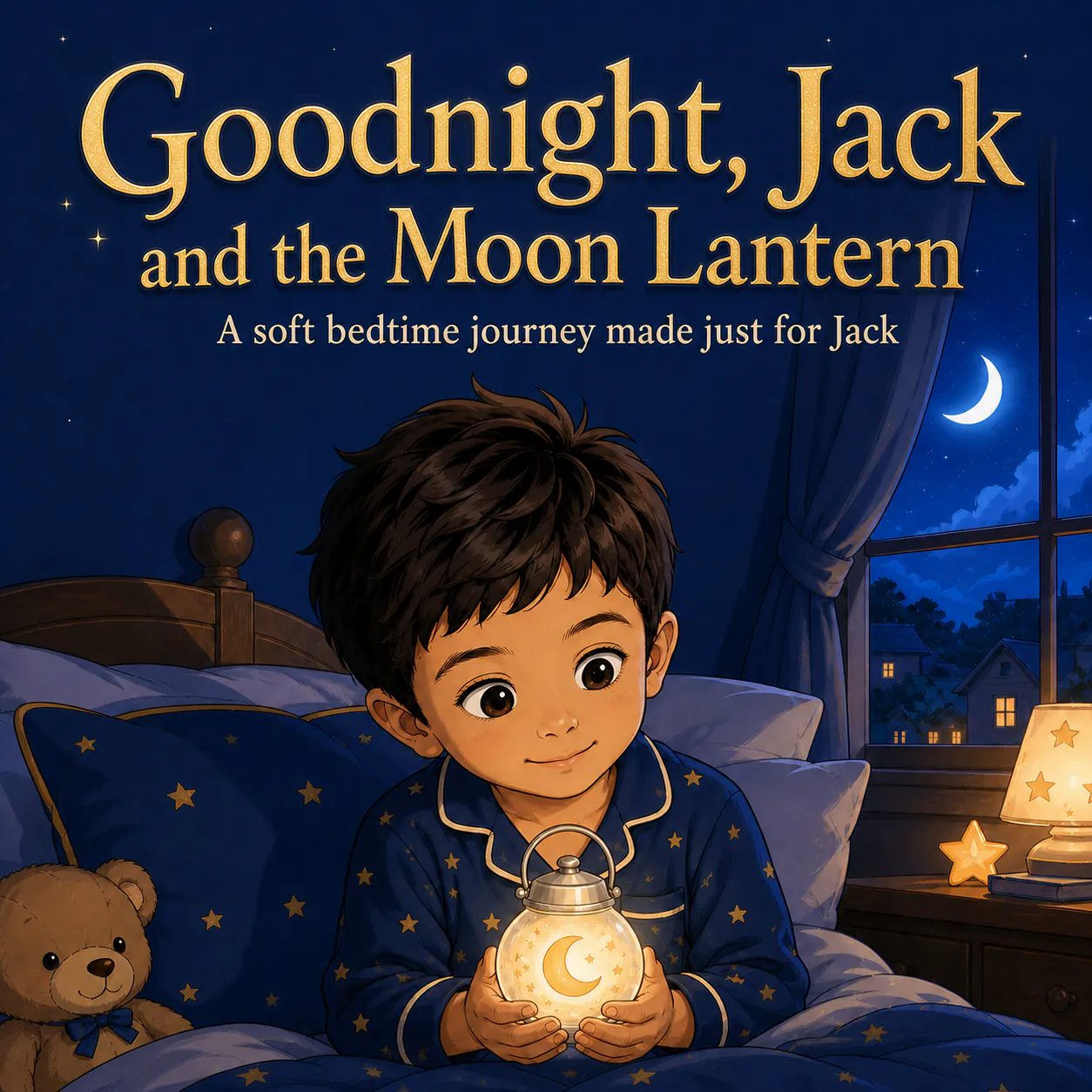 Goodnight, Jack personalized bedtime children's book in anime style