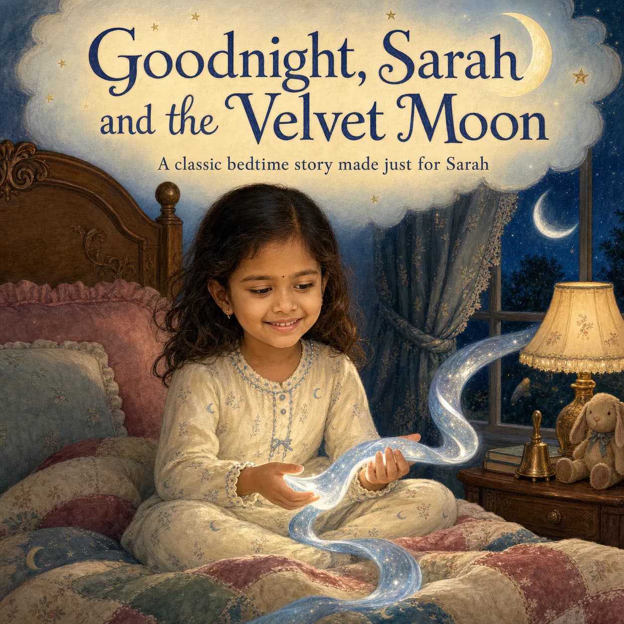 Goodnight, Sarah personalized bedtime children's book in classic storybook style