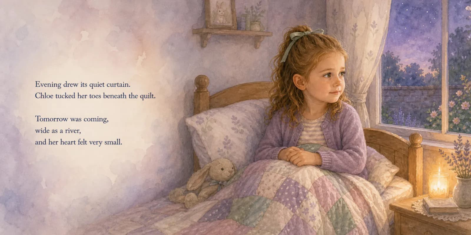 Personalized storybook inside spread 1 from Chloe the Brave and the Pocket Lantern starring Chloe